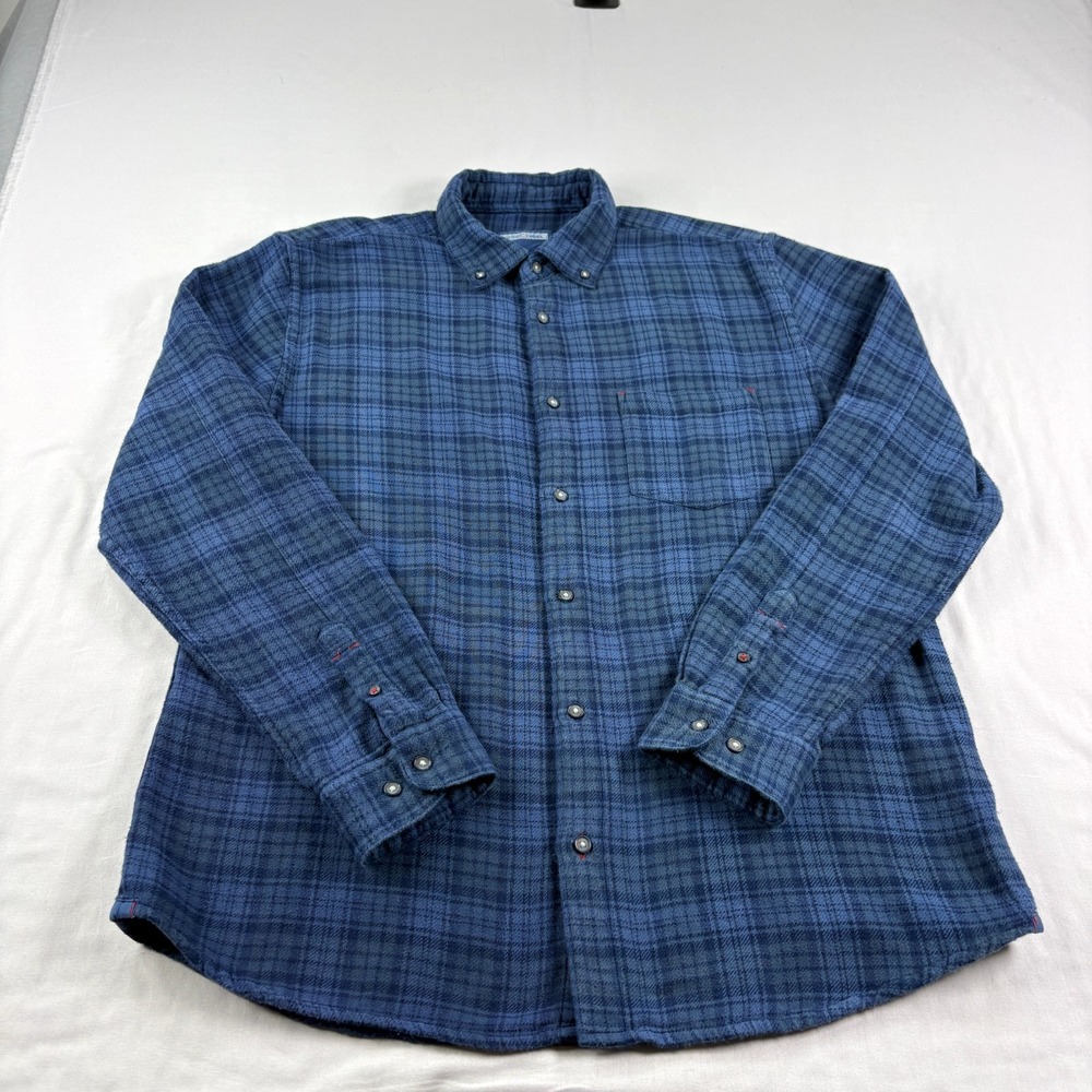 Carbon 2 Cobalt Flannel Shirt Mens Large Blue Plaid Button Up Casual Pocket